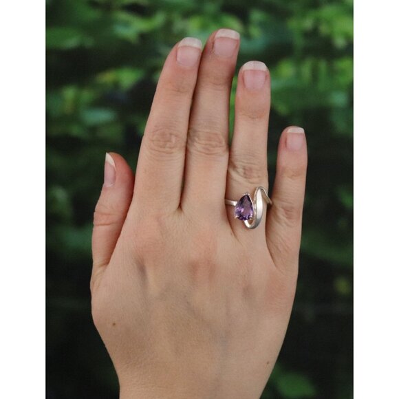 Sterling Silver Natural Purple Amethyst Ring Size 8 - Picture 2 of 9
